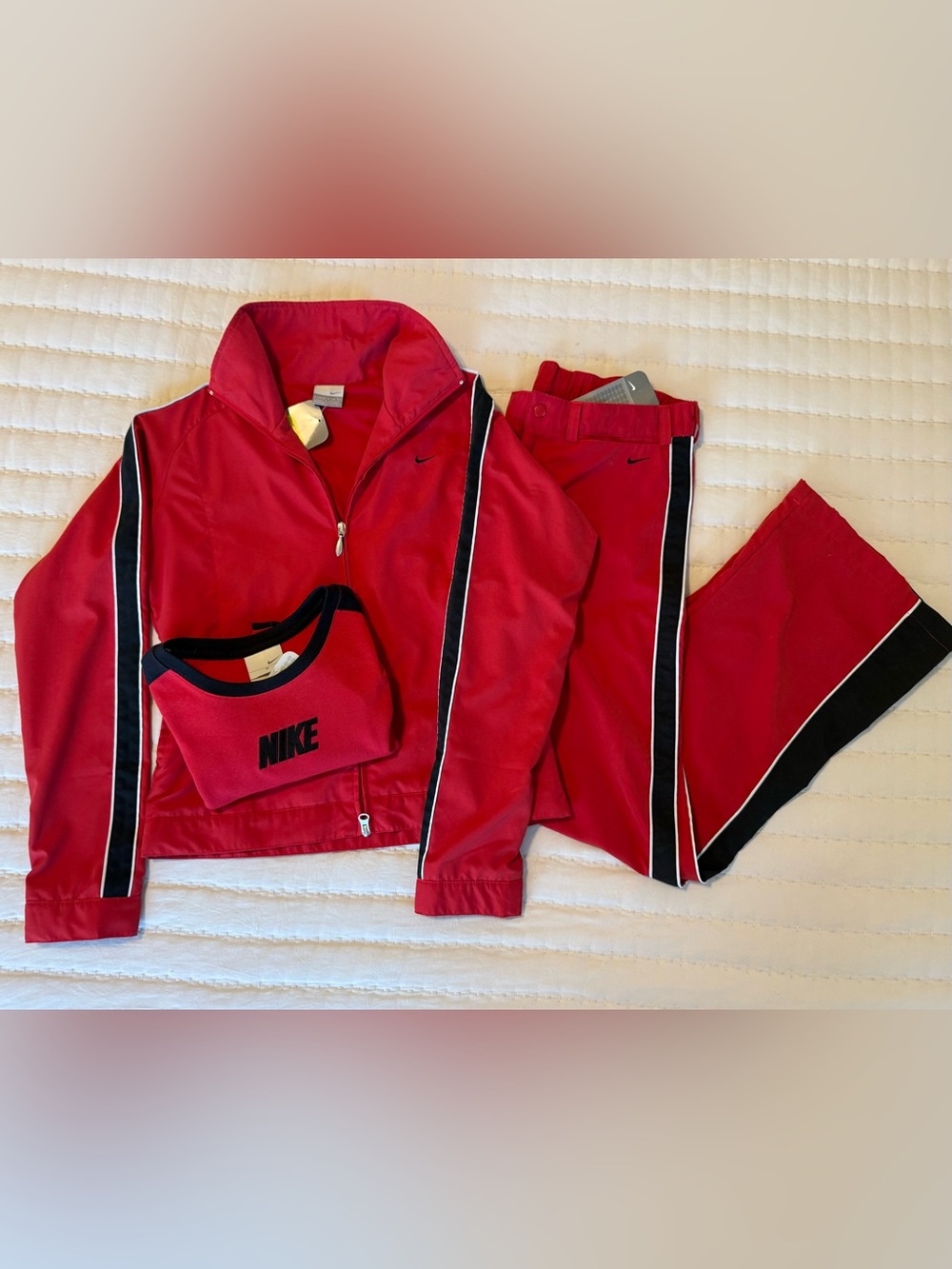 Vintage Y2K Nike 3-Piece Track Suit Set Red/ Black/White- NWT women’s small